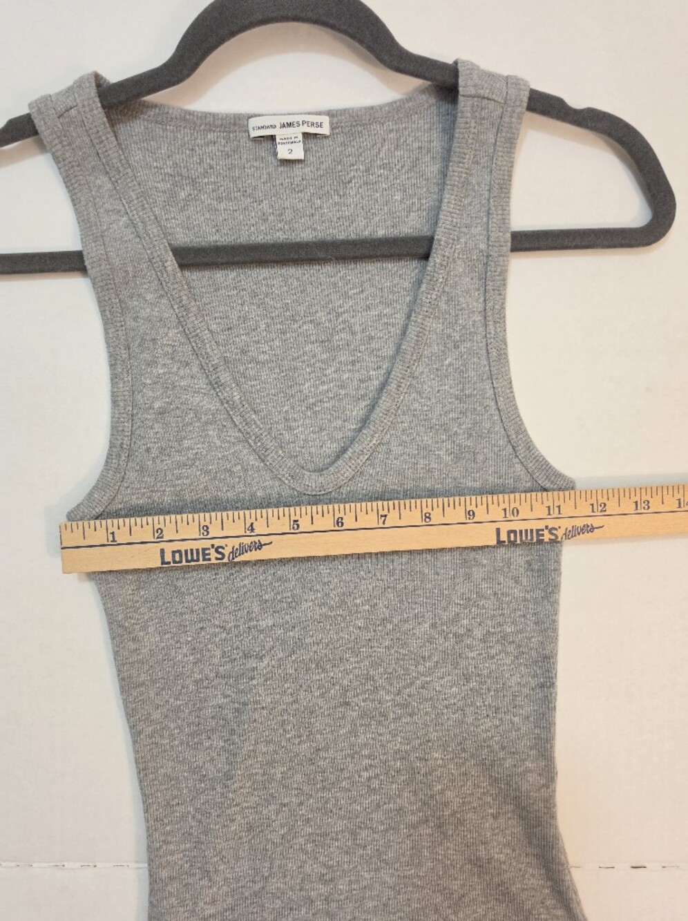 James Perse Heather Gray Ribbed V Neck Tank Top - Picture 7 of 7